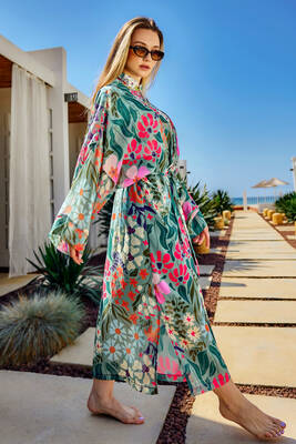 Remsa Mayo - Remsa Tesettür Mayo Üzerine Tek Kaftan Kimono Pareo Yeşil RP026 Patara Remsa Mayo - Remsa Tesettür Mayo Üzerine Tek Kaftan Kimono Pareo Yeşil RP026 Patara