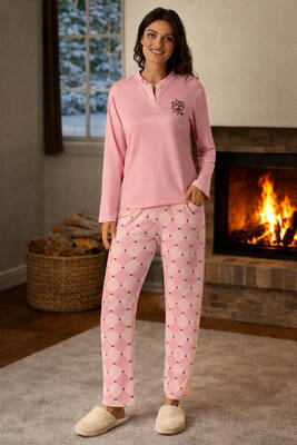 Remsa - Remsa Thermal Long Sleeve Pajama Set 4763 Pink