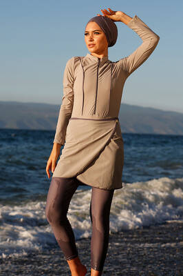 Remsa - Remsa Three pieces Skirted Lycra Fully Covered Swimsuit 900-HLM-07 Grey (1) Remsa - Remsa Three pieces Skirted Lycra Fully Covered Swimsuit 900-HLM-07 Grey (1)