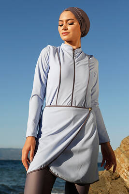 Remsa - Remsa Triple Skirted Lycra Fully Covered Swimsuit 900-HLM-03 Blue Remsa - Remsa Triple Skirted Lycra Fully Covered Swimsuit 900-HLM-03 Blue