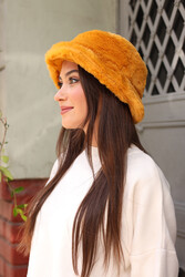 Remsa - Remsa Women's Plush Bucket Hat RKŞ-01 Mustard