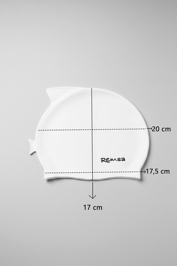 Remsa Yüzgeç Detay Çocuk Silikon Havuz Deniz Yüzücü Bone RSB-Ç-01 Beyaz - Thumbnail