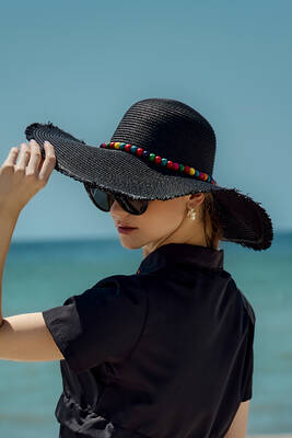 Remsa - Renkli Boncuk Detaylı Hasır Plaj Şapkası RŞ-2087 Siyah Remsa - Renkli Boncuk Detaylı Hasır Plaj Şapkası RŞ-2087 Siyah