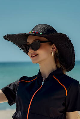 Remsa - Renkli Boncuk Detaylı Hasır Plaj Şapkası RŞ-2087 Siyah (1) Remsa - Renkli Boncuk Detaylı Hasır Plaj Şapkası RŞ-2087 Siyah (1)