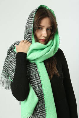 Remsa - Reversible Houndstooth Pattern Scarf Shoulder Shawl 70x185 cm 1212 Neon Green (1)