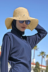 Remsa Mayo - Ribbon Embellished Straw Hat Dark Beige RŞ-62