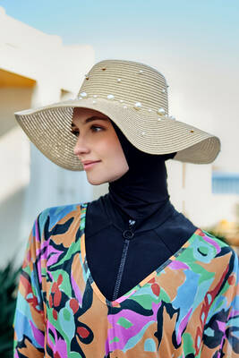 Remsa - Ribbon Embellished Straw Hat Dark Beige RŞ-62