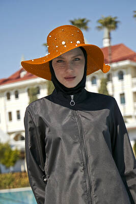 Remsa - Ribbon Embellished Straw Hat Orange RŞ-62 (1) Remsa - Ribbon Embellished Straw Hat Orange RŞ-62 (1)