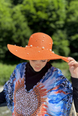 Remsa - Ribbon Embellished Straw Hat Orange RŞ-62 (1)