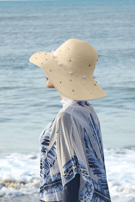 Remsa - Ribbon Embellished Straw Hat RŞ-71 Beige (1) Remsa - Ribbon Embellished Straw Hat RŞ-71 Beige (1)