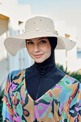 Remsa - Ribbon Embellished Straw Hat RŞ-71 Beige Remsa - Ribbon Embellished Straw Hat RŞ-71 Beige