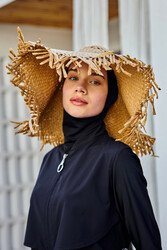 Remsa Mayo - Saçak Detaylı Hasır Plaj Şapkası RŞ-2108 Camel