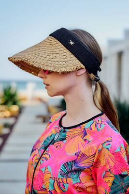 Remsa - Saçak Detaylı Vizör Hasır Şapka Güneş Koruyucu Siperlik RŞ-2110 Siyah01 Remsa - Saçak Detaylı Vizör Hasır Şapka Güneş Koruyucu Siperlik RŞ-2110 Siyah01