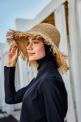 Remsa - Saçak Püskül Detaylı El Örgü Hasır Şapka RŞ-2097 Camel01 Remsa - Saçak Püskül Detaylı El Örgü Hasır Şapka RŞ-2097 Camel01