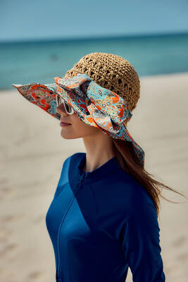 Remsa Mayo - Şal Desen Kumaş ve Örme Şapka Güneş Koruyucu Plaj Şapkası RŞ-2109 Camel (1) Remsa Mayo - Şal Desen Kumaş ve Örme Şapka Güneş Koruyucu Plaj Şapkası RŞ-2109 Camel (1)