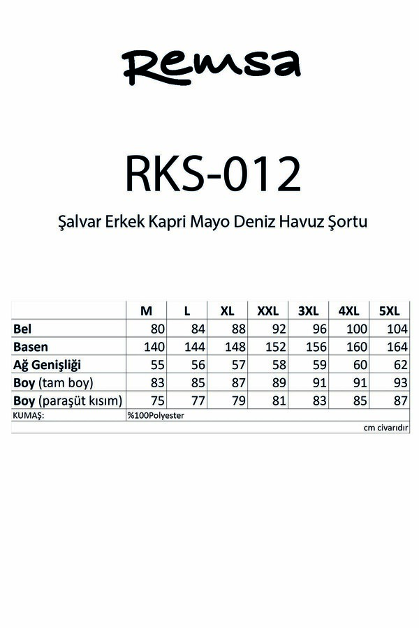 Şalvar Erkek Mayo Deniz Havuz Şortu RKS-012 Siyah - Thumbnail