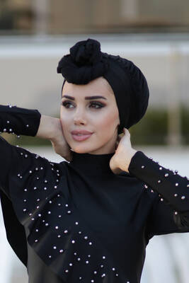 Remsa - Sea Pool Cap Hijab Swimwear Cap Black RB006 Remsa - Sea Pool Cap Hijab Swimwear Cap Black RB006