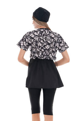 Remsa - Semi Covered Hijab Swimsuit 2508 Suna Black B/W (1) Remsa - Semi Covered Hijab Swimsuit 2508 Suna Black B/W (1)