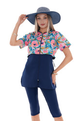 Remsa - Semi Covered Hijab Swimsuit 2508 Suna Flower
