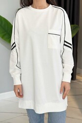 Remsa - Şerit Detay Sweat Tunik 10657 Ekru