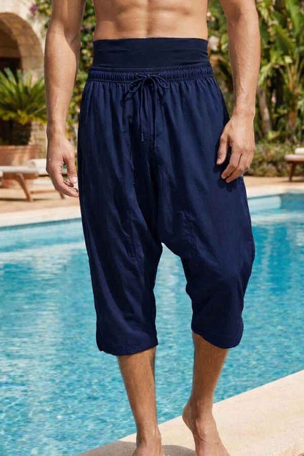 Navy Shalwar Capri Swim Trunks RKS-012 - Thumbnail