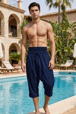 Remsa - Navy Shalwar Capri Swim Trunks RKS-012 (1)