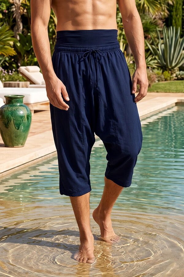 Remsa - Navy Shalwar Capri Swim Trunks RKS-012