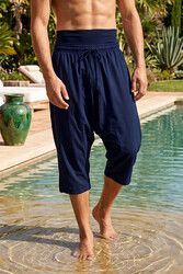 Remsa - Navy Shalwar Capri Swim Trunks RKS-012