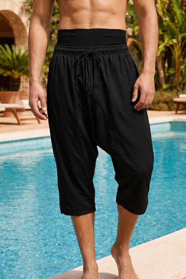 Shalwar Style Men's Swim Trunks RKS-012 Black - Thumbnail