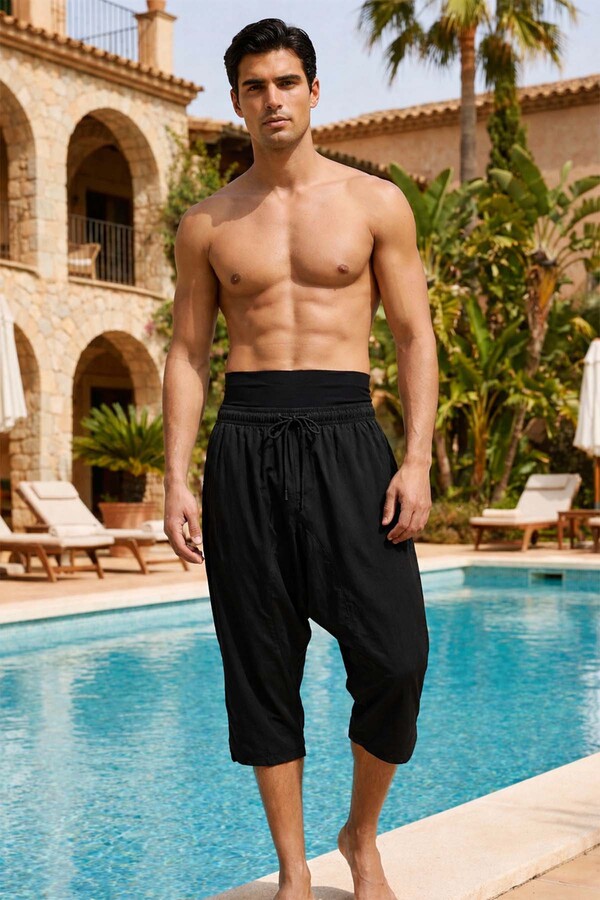 Shalwar Style Men's Swim Trunks RKS-012 Black - Thumbnail