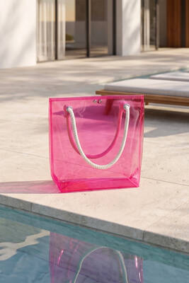 Remsa - Sheer Pink Knitted Strap Beach Bag