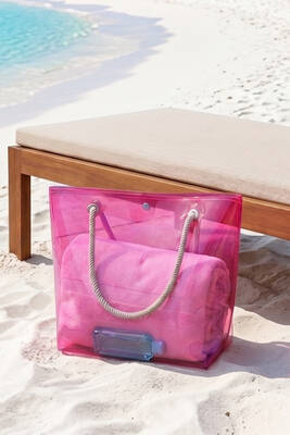 Remsa - Sheer Pink Knitted Strap Beach Bag (1)