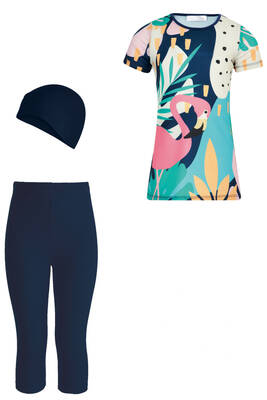 Adasea - Short Sleeve Kids Swimwear Set Rylee 5928 Dark Navy Adasea - Short Sleeve Kids Swimwear Set Rylee 5928 Dark Navy