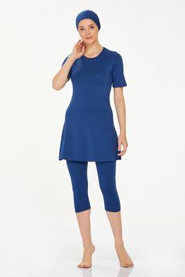 Maresiva - Short Sleeve Leggings Half-Covered Swimsuit Walt 0572 Light Navy Blue (1) Maresiva - Short Sleeve Leggings Half-Covered Swimsuit Walt 0572 Light Navy Blue (1)