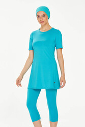 Maresiva - Short Sleeve Leggings Half-Covered Swimsuit Walt 0572 Mint