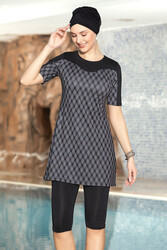 Armes - Short-Sleeve Semi-Covered Swimsuit 1159-182 Black
