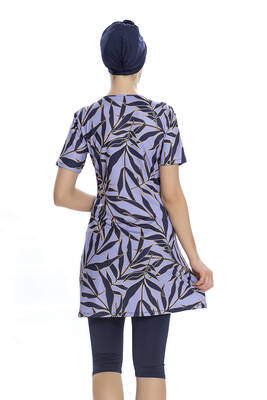 Armes - Short Sleeve Semi Covered Swimsuit 201-501 Lilac (1) Armes - Short Sleeve Semi Covered Swimsuit 201-501 Lilac (1)