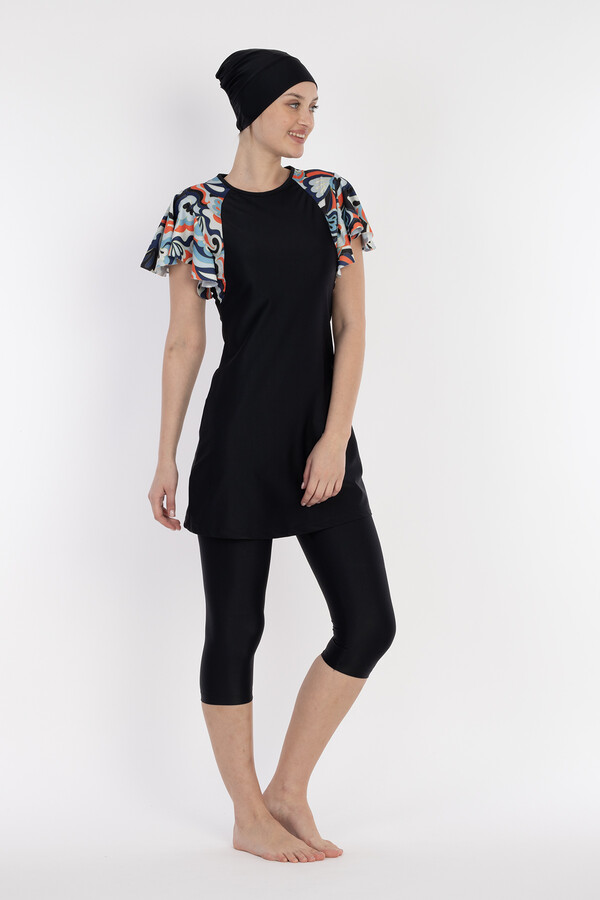 Short-Sleeve Semi-Covered Swimsuit - Thumbnail