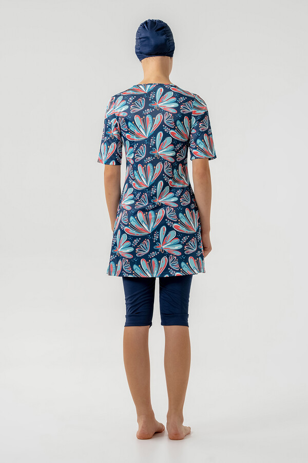 Short Sleeve Semi-Covered Swimwear Set - Thumbnail