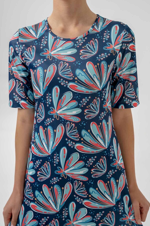 Short Sleeve Semi-Covered Swimwear Set - Thumbnail
