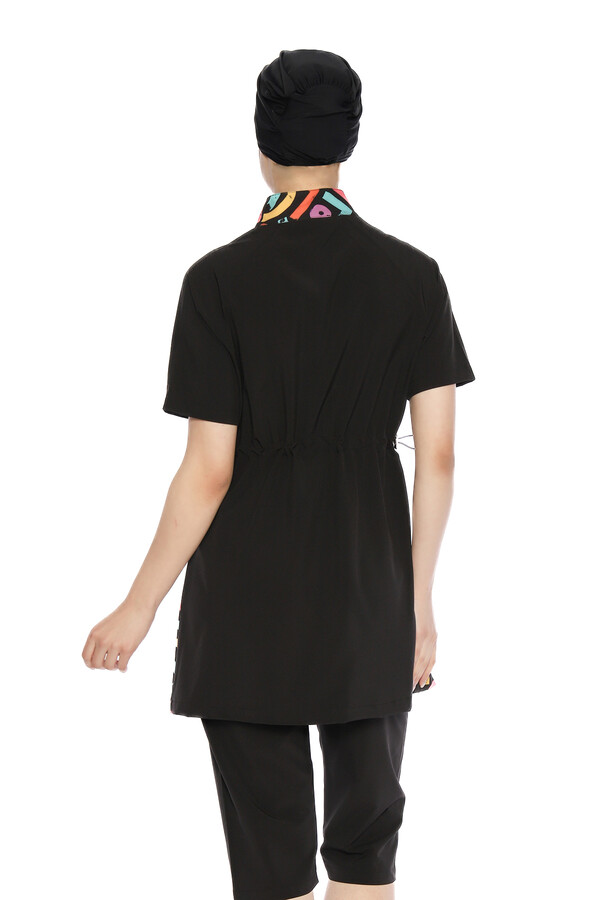 Short Sleeve Sport Lycra Semi-Covered Swimsuit - Thumbnail