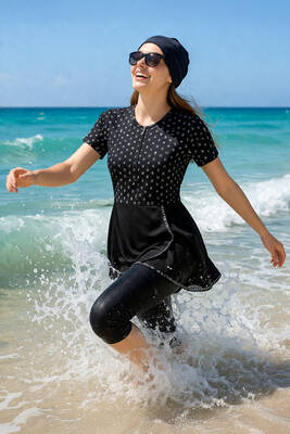 Remsa - Short Sleeve Stretch Modest Swimwear Set Monogram R305
