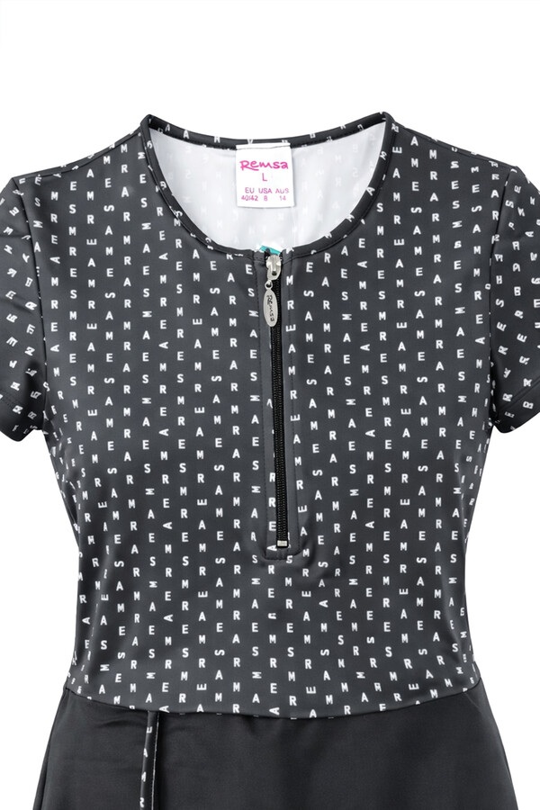 Short Sleeve Stretch Modest Swimwear Set Monogram R305 - Thumbnail