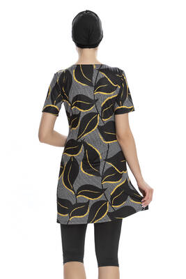 Armes - Short Sleeve Tights Semi Covered Swimsuit 202-506 Black (1) Armes - Short Sleeve Tights Semi Covered Swimsuit 202-506 Black (1)