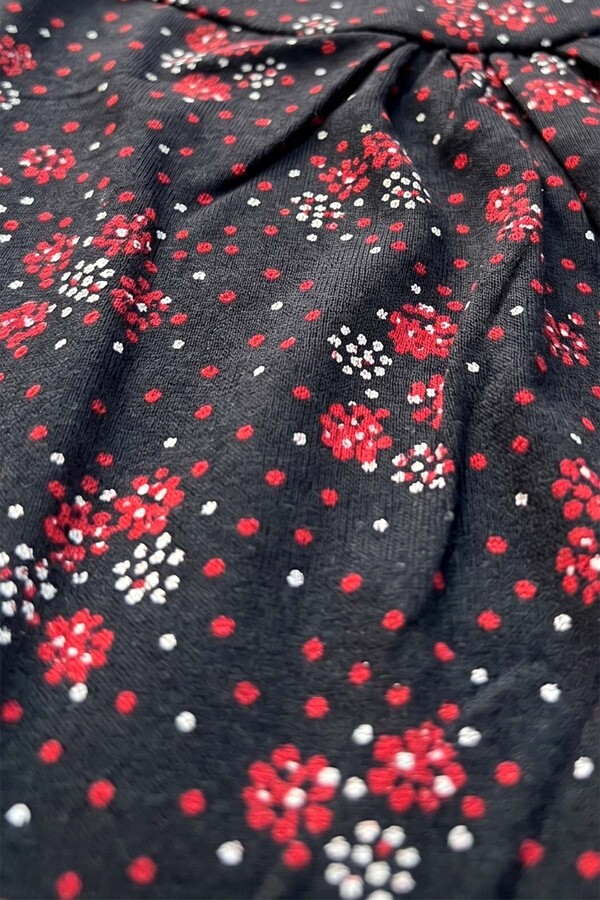 Short Sleeve Viscose Pajama Dress with Polka Dot Print - Thumbnail