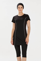 Remsa - Short-Sleeved Half-Covered Swimsuit Margarit 9091 Black