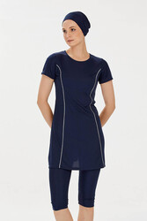 Remsa - Short-Sleeved Half-Covered Swimsuit Margarit 9091 Dark Navy Blue