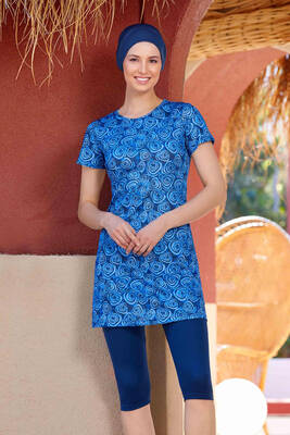 Rozamay - Short-Sleeved Leggings Half-Covered Swimsuit Arabella 9306 Light Navy Rozamay - Short-Sleeved Leggings Half-Covered Swimsuit Arabella 9306 Light Navy