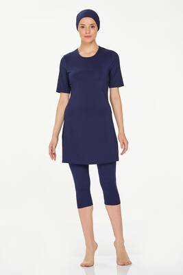 Maresiva - Short-Sleeved Leggings Half-Covered Swimsuit Walt 0572 Dark Navy (1)