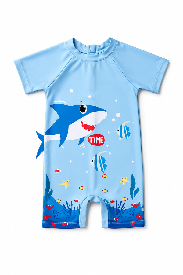 Short-Sleeved Printed Swimsuit for Boys - Thumbnail